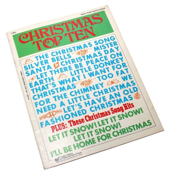 Vintage Christmas Sheet Music Book Retro Top 10 Songs Jingle Bells Let It Snow - Picture 9 of 9